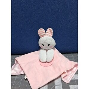 Forever Baby LLC Bunny Rabbit Security Blanket Lovey Pink White Striped B70083